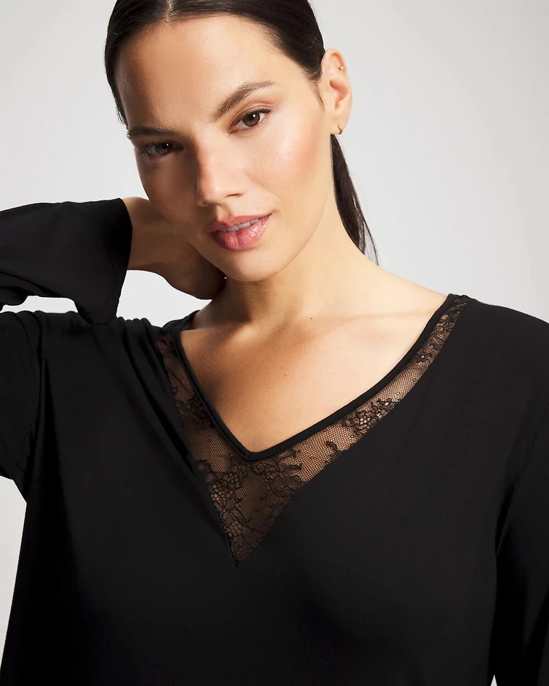Lace Long Sleeve Pajama Top