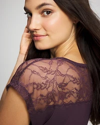 Short Sleeve Lace Pajama Tee