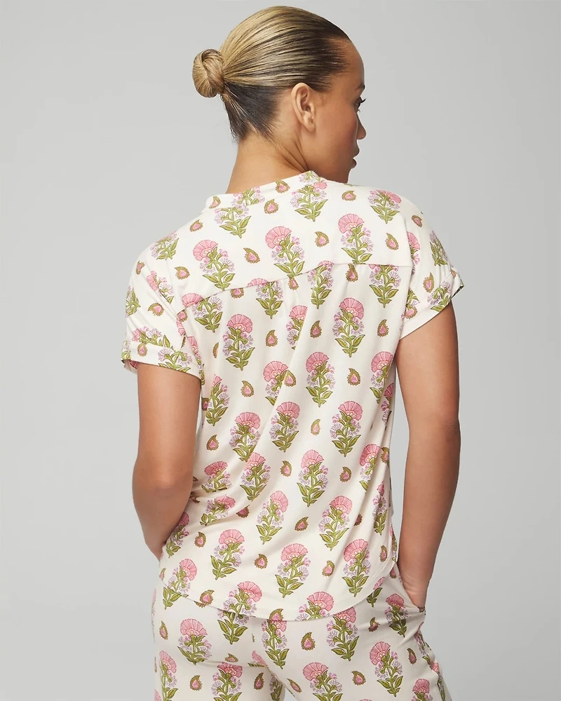 Short-Sleeve Button-Front Pajama Top