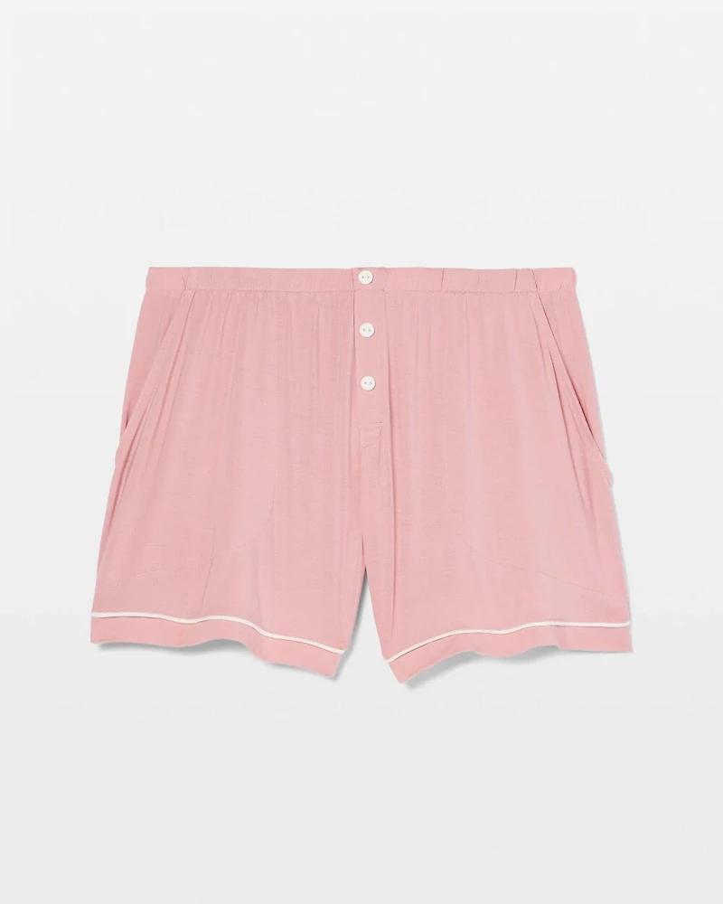 Solid Piped Pajama Shorts
