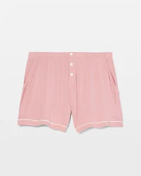 Solid Piped Pajama Shorts