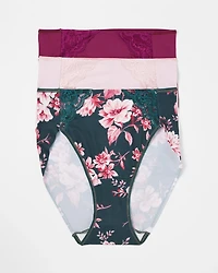 High-Leg Brief Panty with Lace 3 Pack