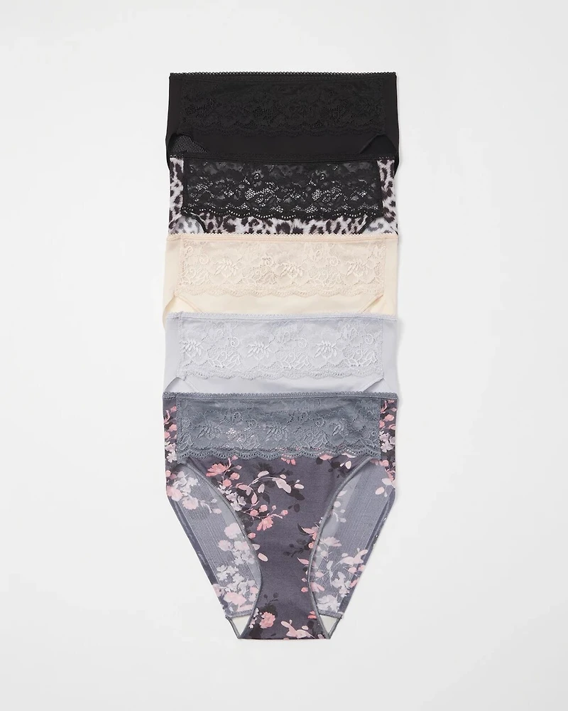 Edge High-Leg Brief Panty with Lace 5 Pack