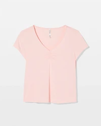 Ruched-Front Short-Sleeve Pajama Tee