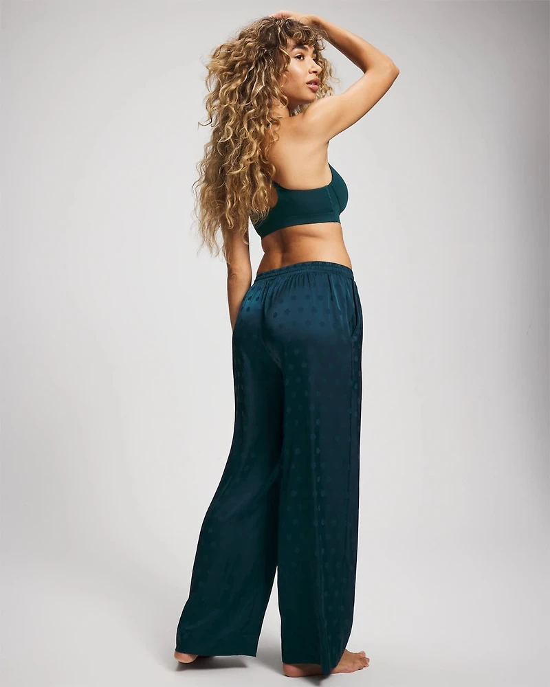 Jacquard Dot Satin Relaxed Pant
