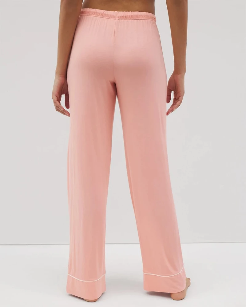 Solid Piped Pajama Pants