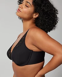 Plunge Unlined Bra with Lace Trim