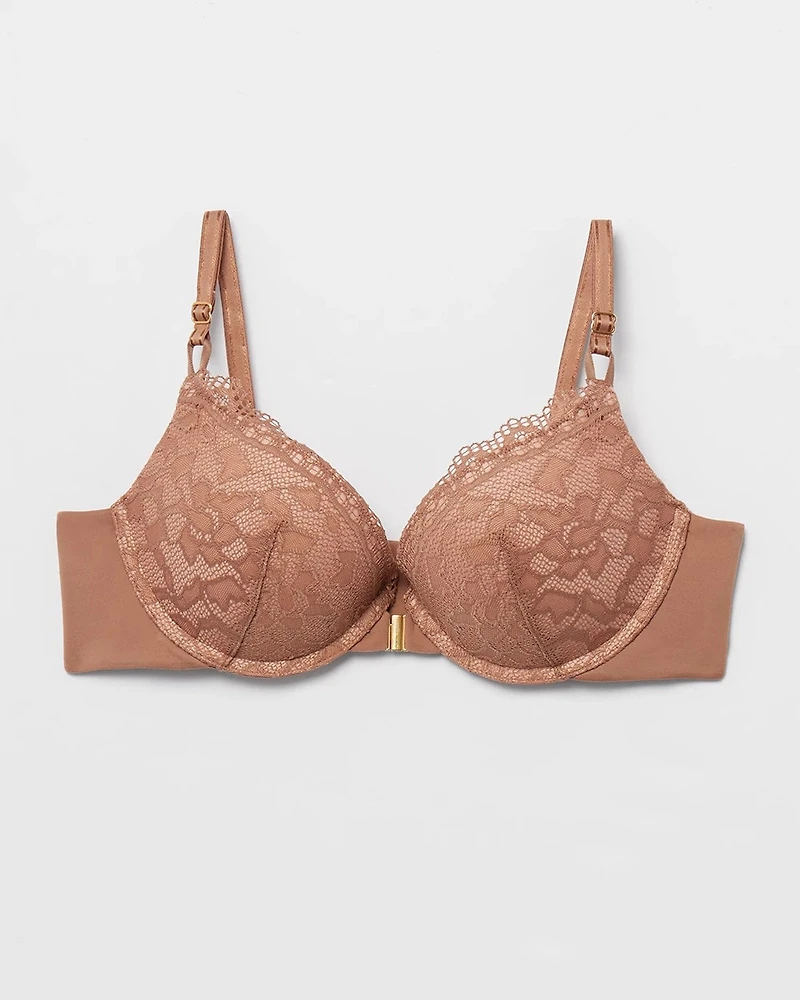Push-Up Front-Close Bra with Lace