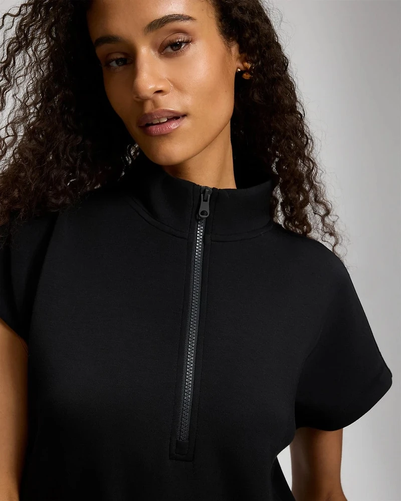 Modern Modal Quarter-Zip Short Sleeve Lounge Dress
