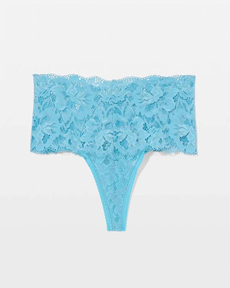 High-Waist Thong Panty with Signature Lace