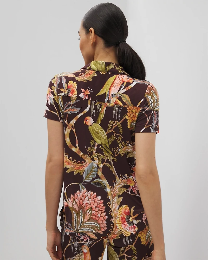 Short Sleeve Notch Collar Pajama Top