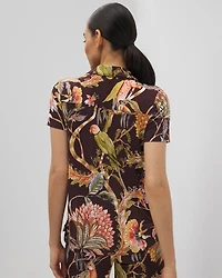 Short Sleeve Notch Collar Pajama Top