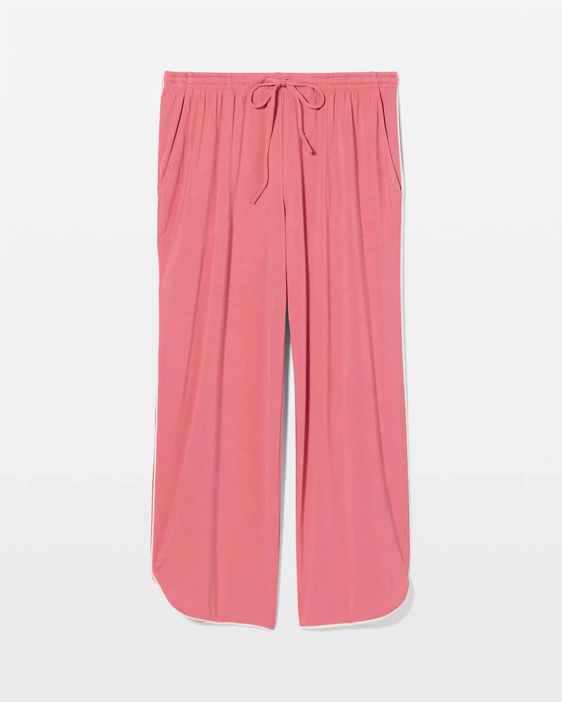 Solid Piped Crop Pajama Pant