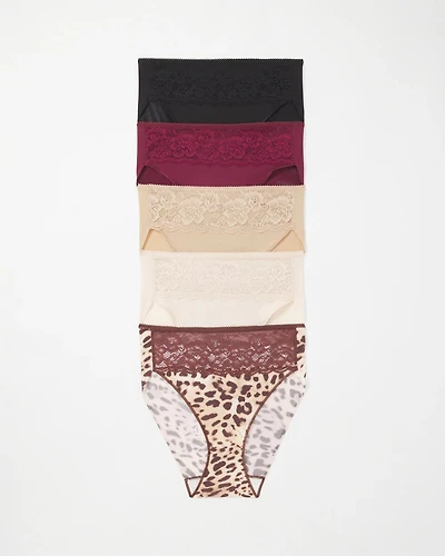 Edge High-Leg Brief Panty with Lace 5 Pack