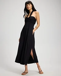 Twist-Front Halter Maxi Bra Dress