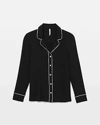 Long-Sleeve Notch Collar Pajama Top