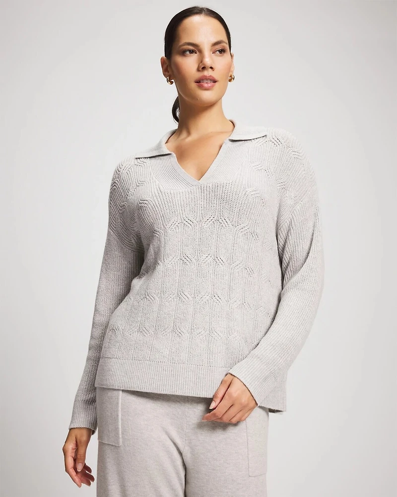 Premier Knit Cable Collared Sweater
