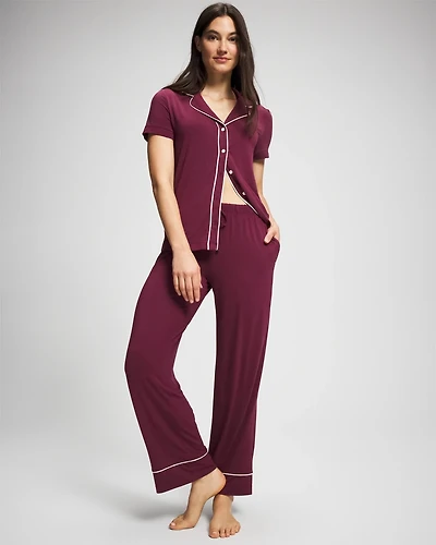Solid Piped Pajama Pant
