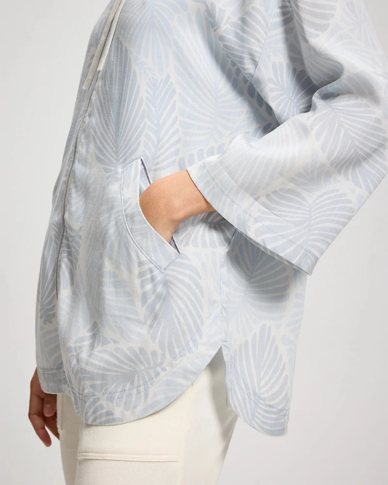 Chambray Oversized Zip-Up Jacket