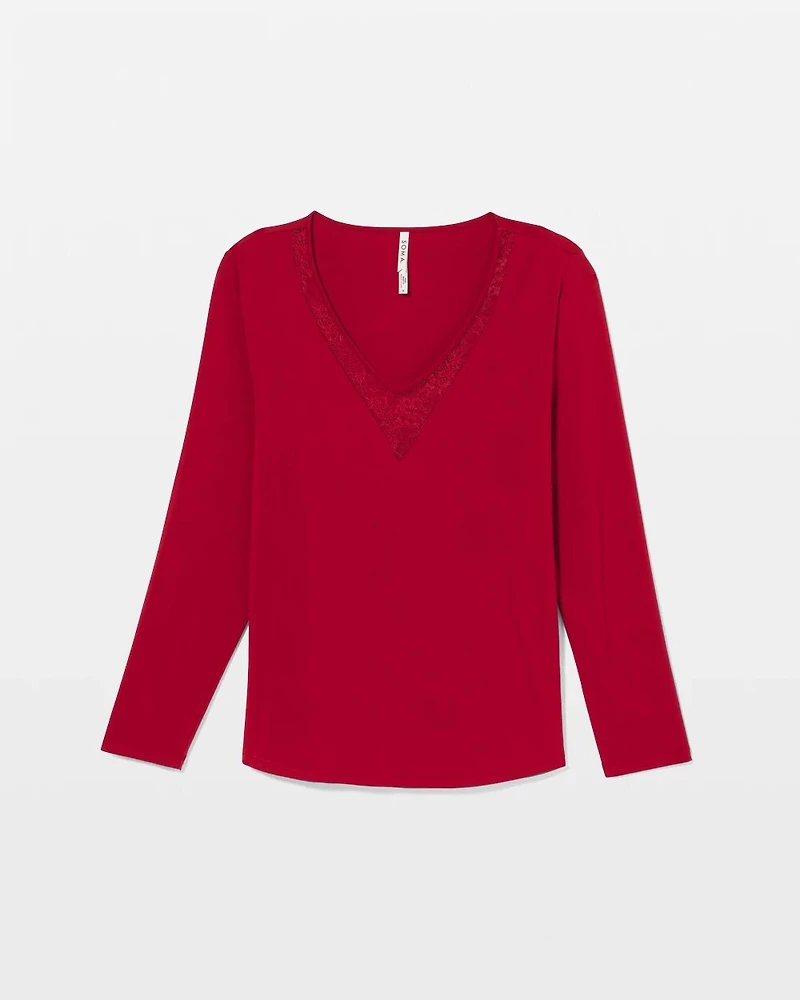 Lace Long Sleeve Pajama Top