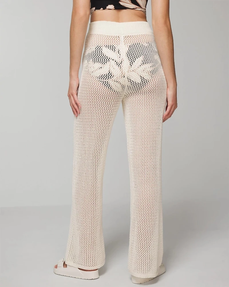 Cotton Crochet-Style Wide-Leg Pants