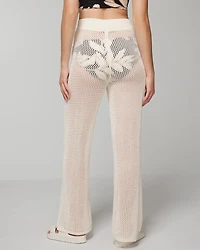 Cotton Crochet-Style Wide-Leg Pants