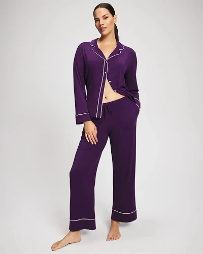 Solid Piped Pajama Pant