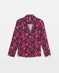 Cool Nights Long Sleeve Notch Collar with Piped Placket Pajama Top