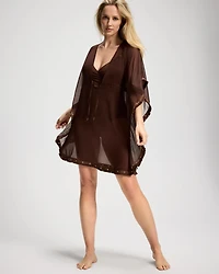 Fringe Benefits Chiffon Caftan Swim Cover-Up