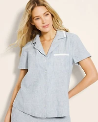 Short-Sleeve Notch Collar Pajama Top