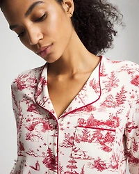 Piped Long-Sleeve Notch Pajama Top