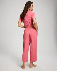 Solid Piped Crop Pajama Pant