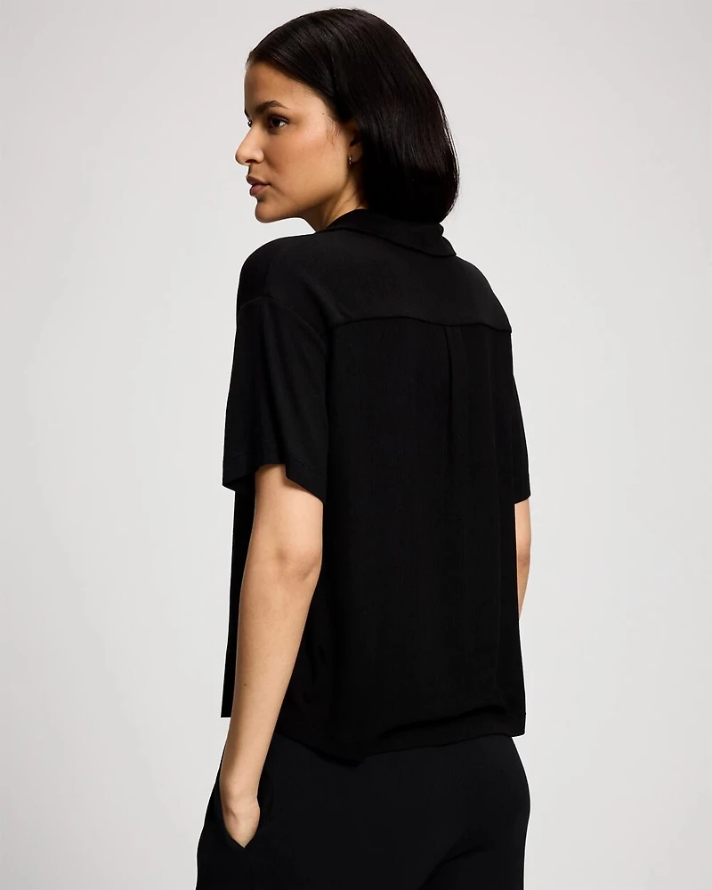 Relaxed Notch Collar Pajama Top