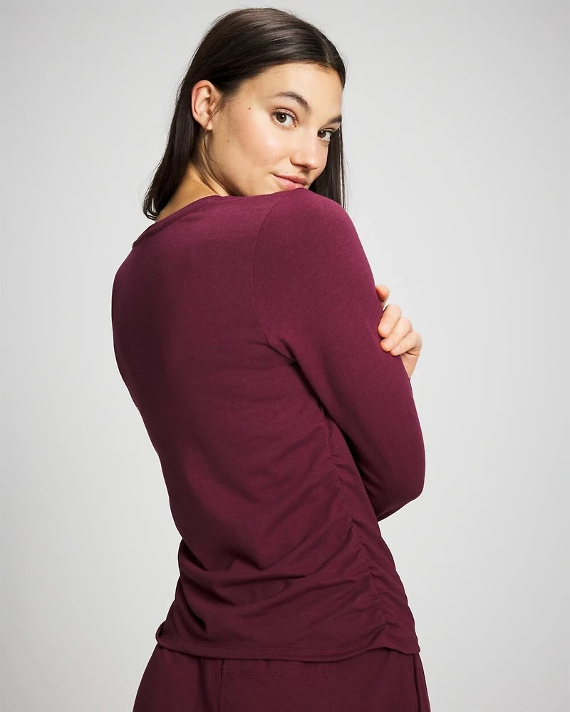 Ruched Long Sleeve Pajama Tee