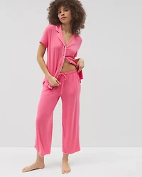 Solid Piped Crop Pajama Pant