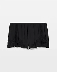 Crinkle Satin + Embroidery Tap Shorts