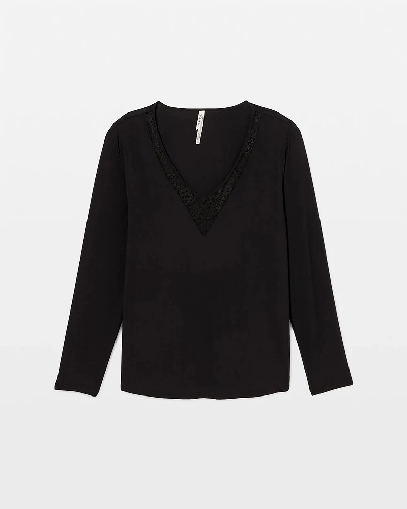 Lace Long Sleeve Pajama Top