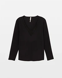 Lace Long Sleeve Pajama Top
