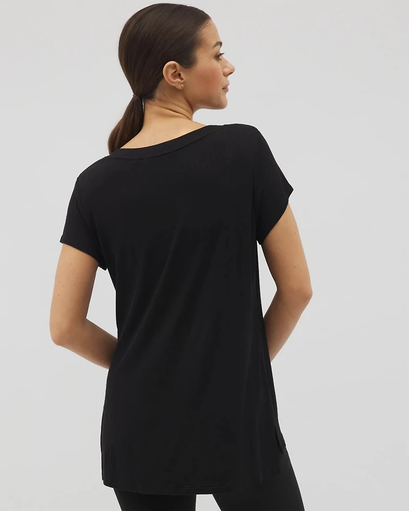 Rib Knit V-Neck Tee
