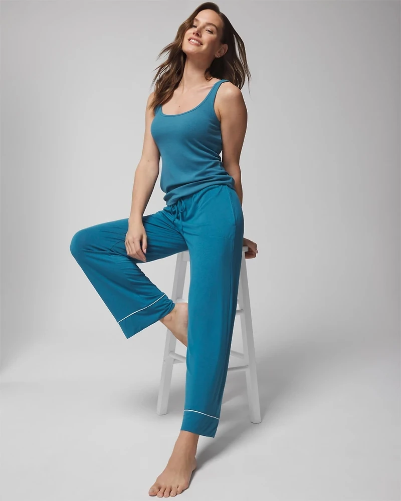 Solid Piped Pajama Pants
