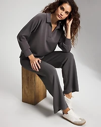 Modern Modal Collared Long Sleeve Top