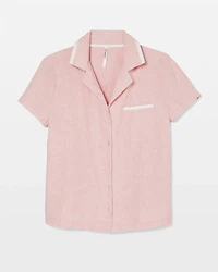Short-Sleeve Notch Collar Pajama Top