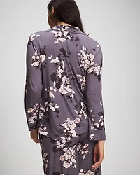 Long-Sleeve Printed Notch Collar Pajama Top