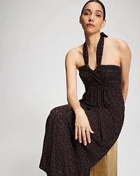 Twist-Front Halter Maxi Bra Dress