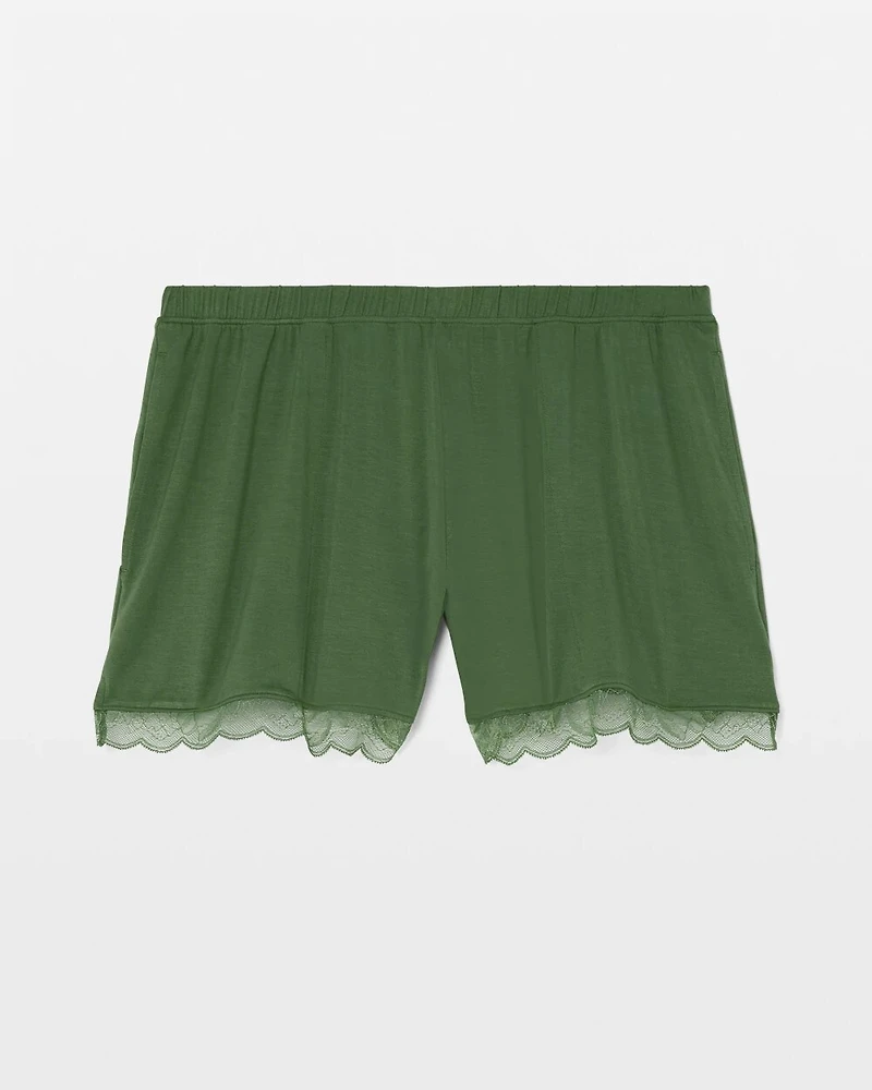 Lace Trim Pajama Shorts