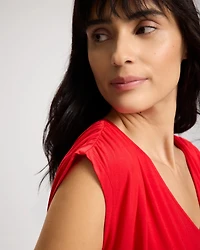 Rouched Short-Sleeve Pajama Tee