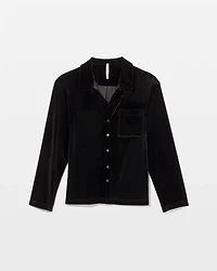 Velvet Long Sleeve Notch Collar Pajama Top