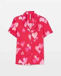 Short Sleeve Notch Collar Pajama Top