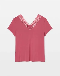 Romantic Lace Short Sleeve Pajama Top