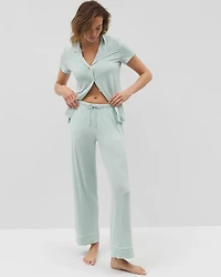 Solid Piped Pajama Pants